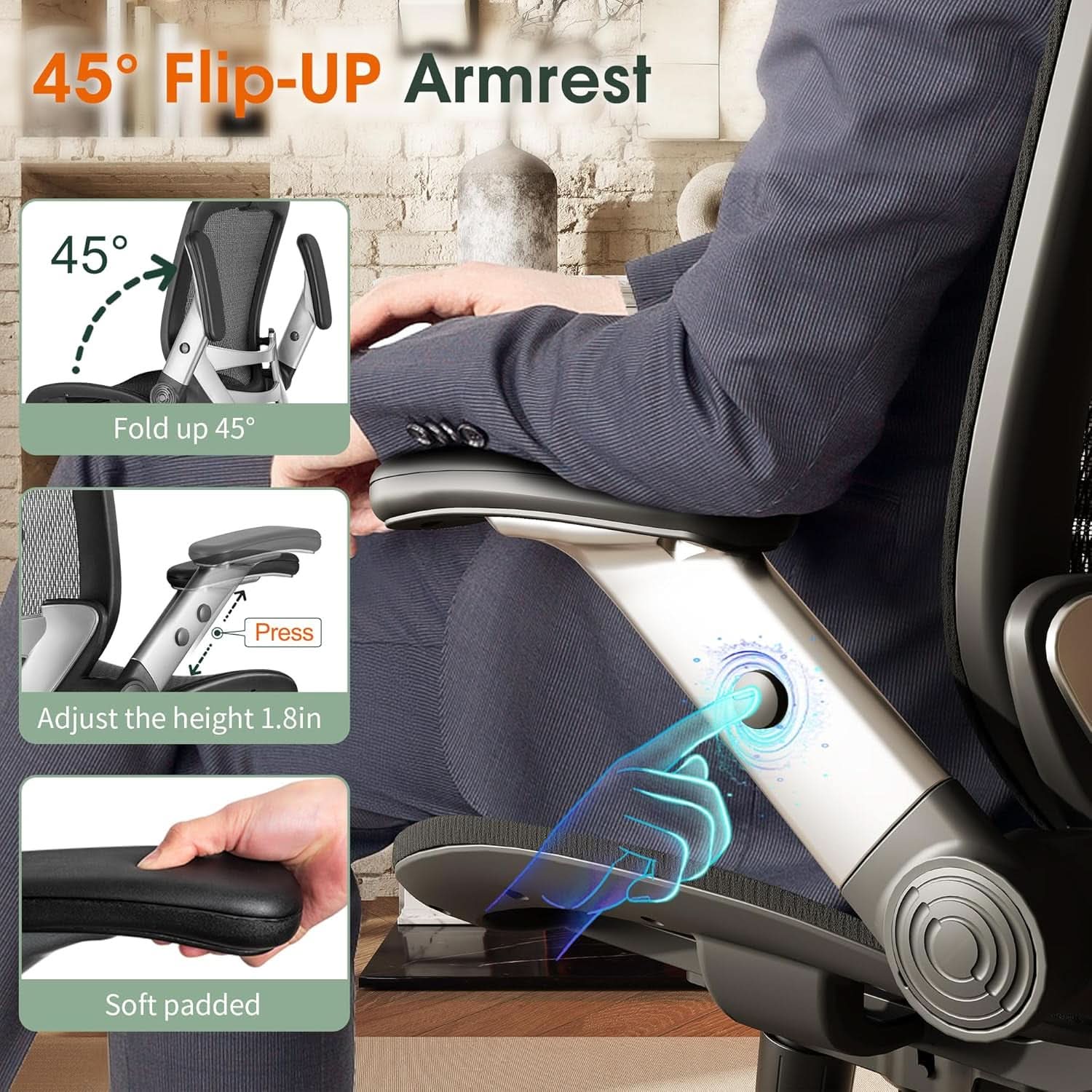 Big Tall Mesh Office Chair With Headrest And Tilt