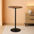 Round Bar Table With Faux Marble Top And Metal Base