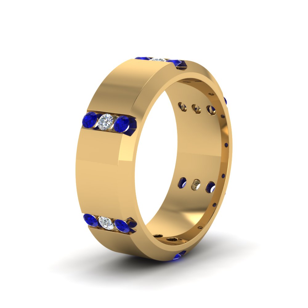Channel Set 3 Stone Mens Anniversary Ring