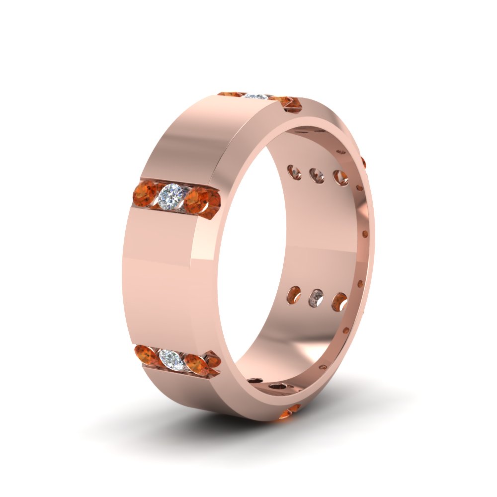 Channel Set 3 Stone Mens Anniversary Ring
