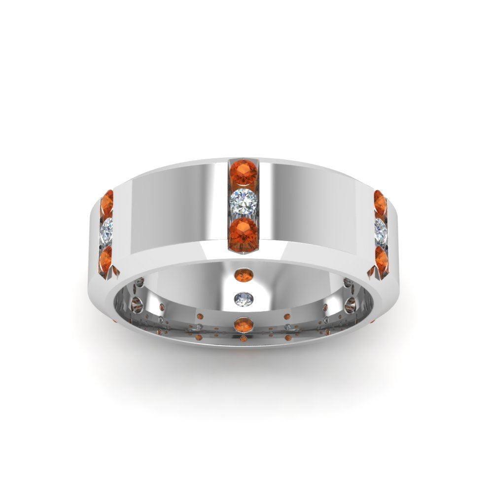 Channel Set 3 Stone Mens Anniversary Ring