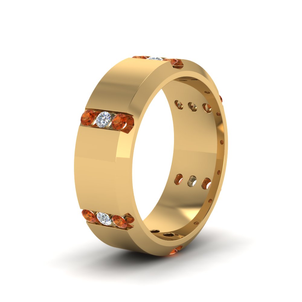 Channel Set 3 Stone Mens Anniversary Ring