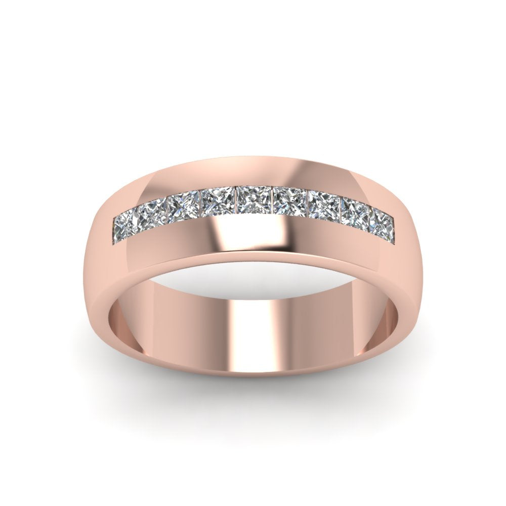 Mens Channel Set Square Wedding Ring