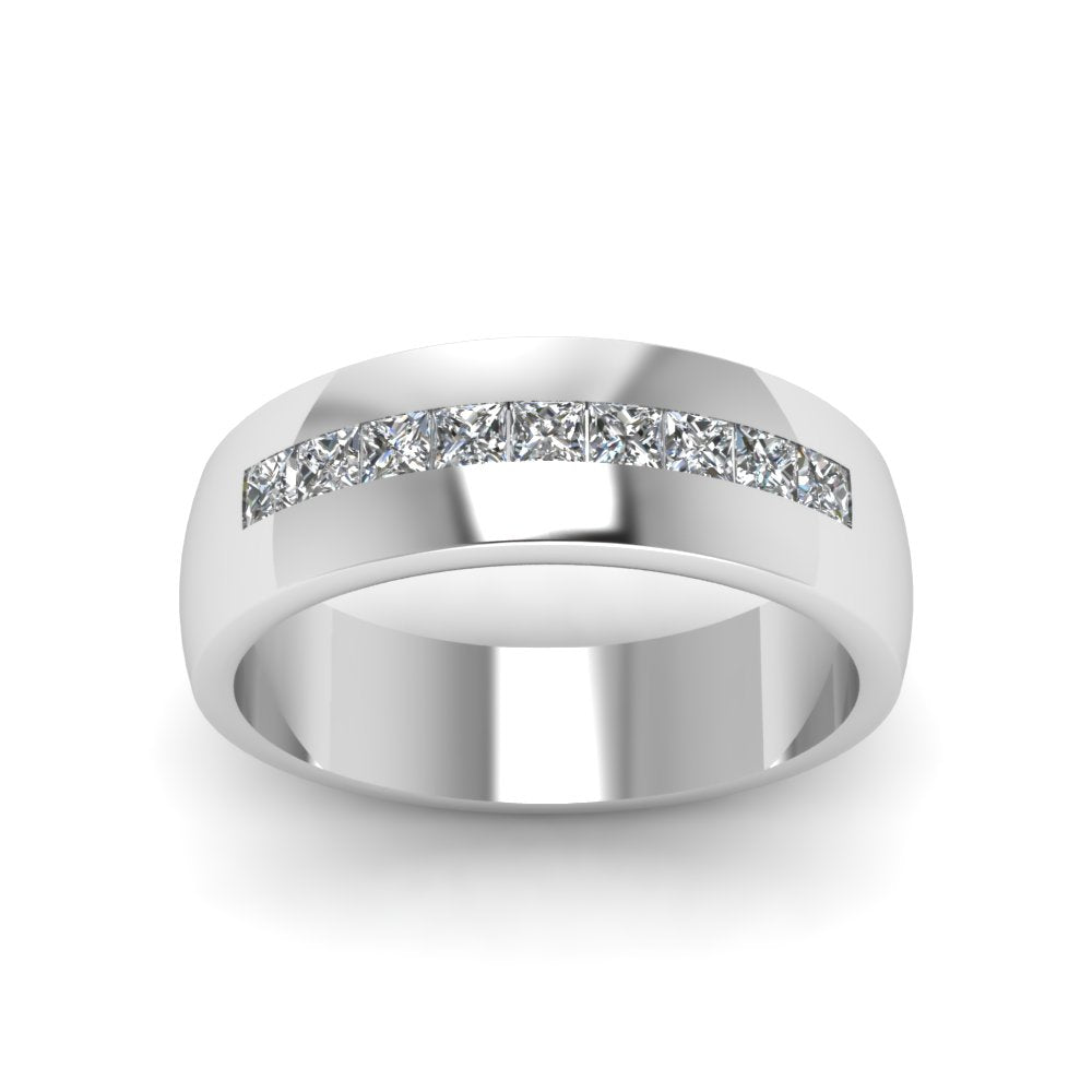 Mens Channel Set Square Wedding Ring