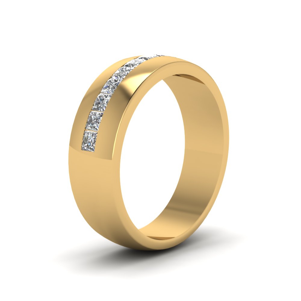 Mens Channel Set Square Wedding Ring