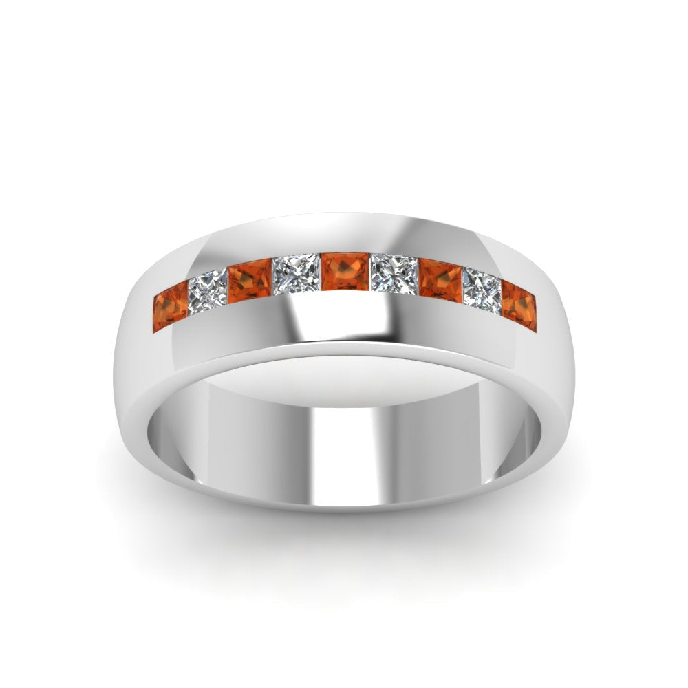 Mens Channel Set Square Wedding Ring