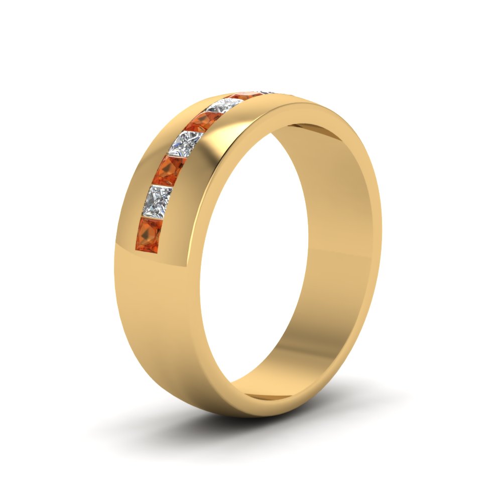 Mens Channel Set Square Wedding Ring