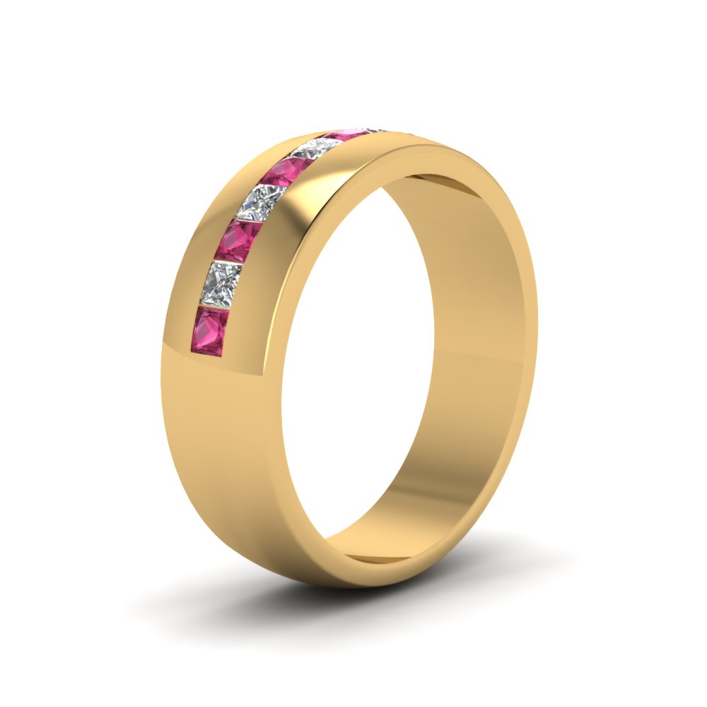 Mens Channel Set Square Wedding Ring