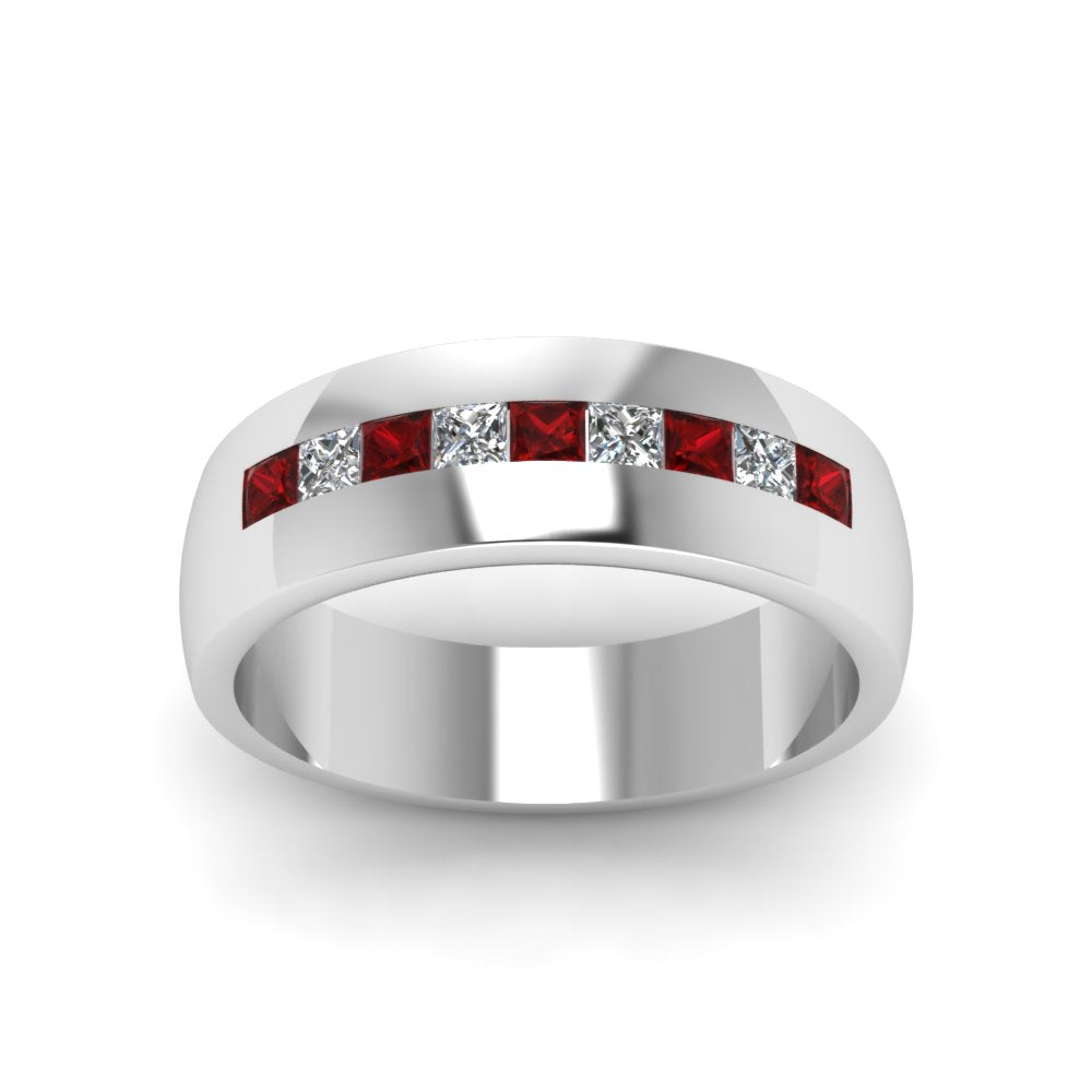 Mens Channel Set Square Wedding Ring