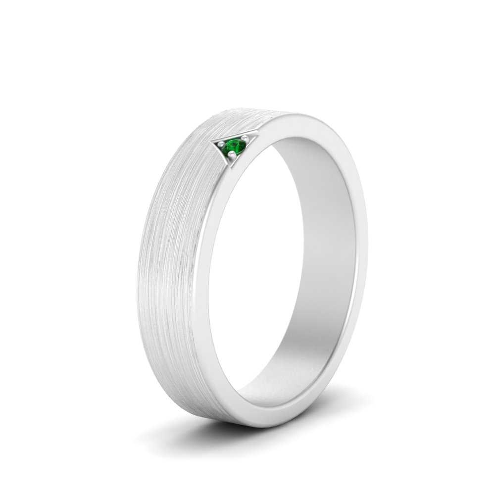 Classic V Shaped Solitaire Stone Mens Band