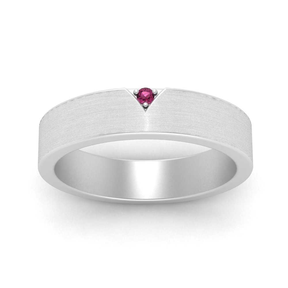 Classic V Shaped Solitaire Stone Mens Band