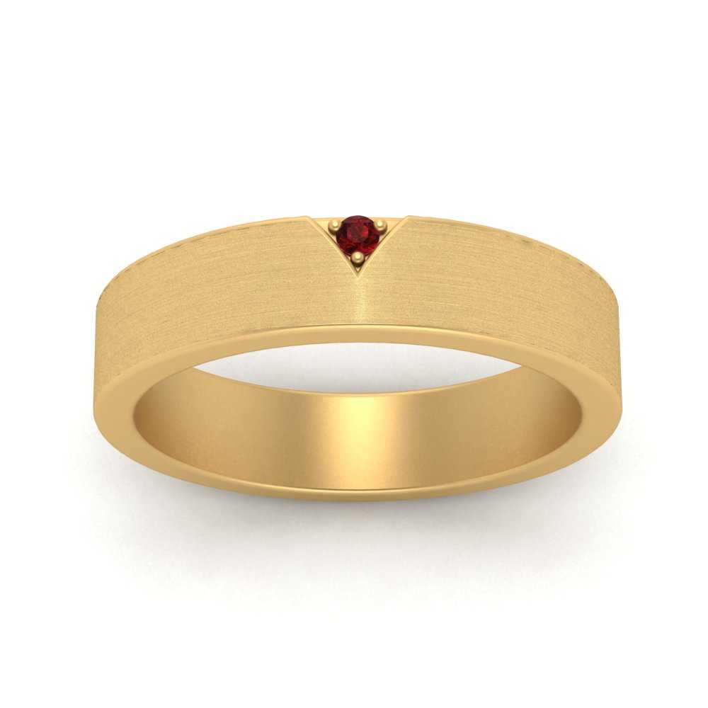 Classic V Shaped Solitaire Stone Mens Band