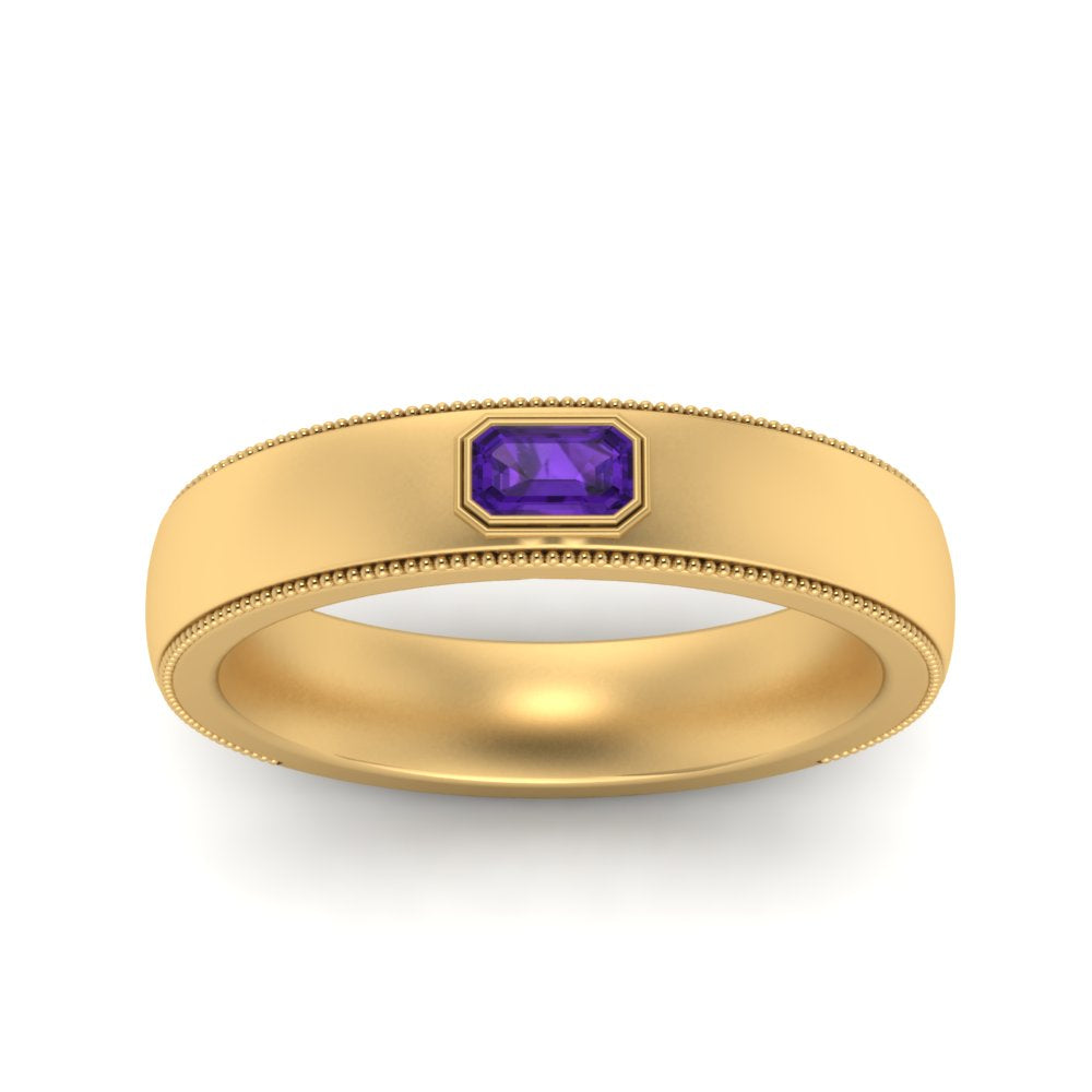 Comfort Fit Mens Milgrain Outline Ring