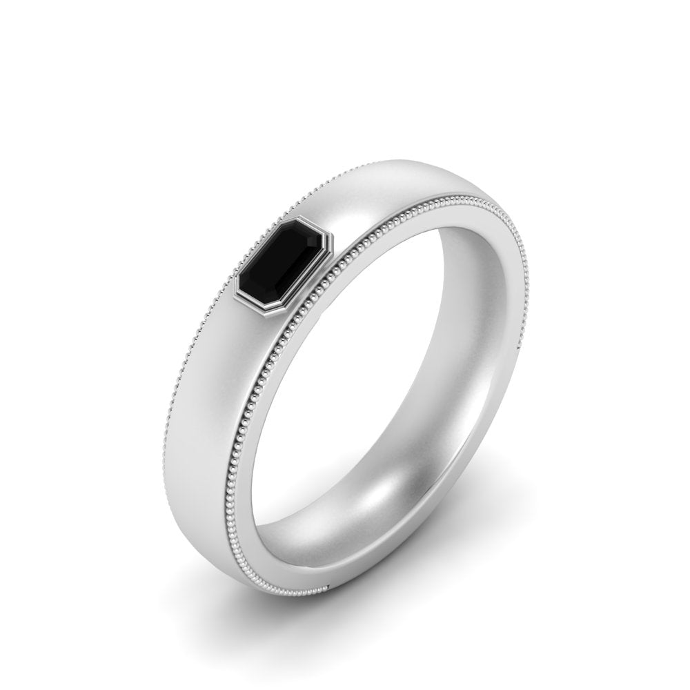 Comfort Fit Mens Milgrain Outline Ring