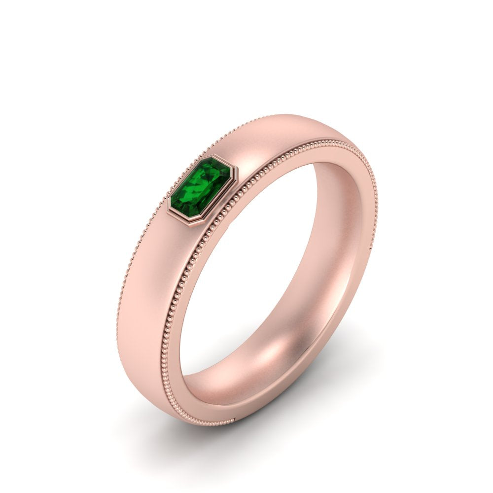 Comfort Fit Mens Milgrain Outline Ring