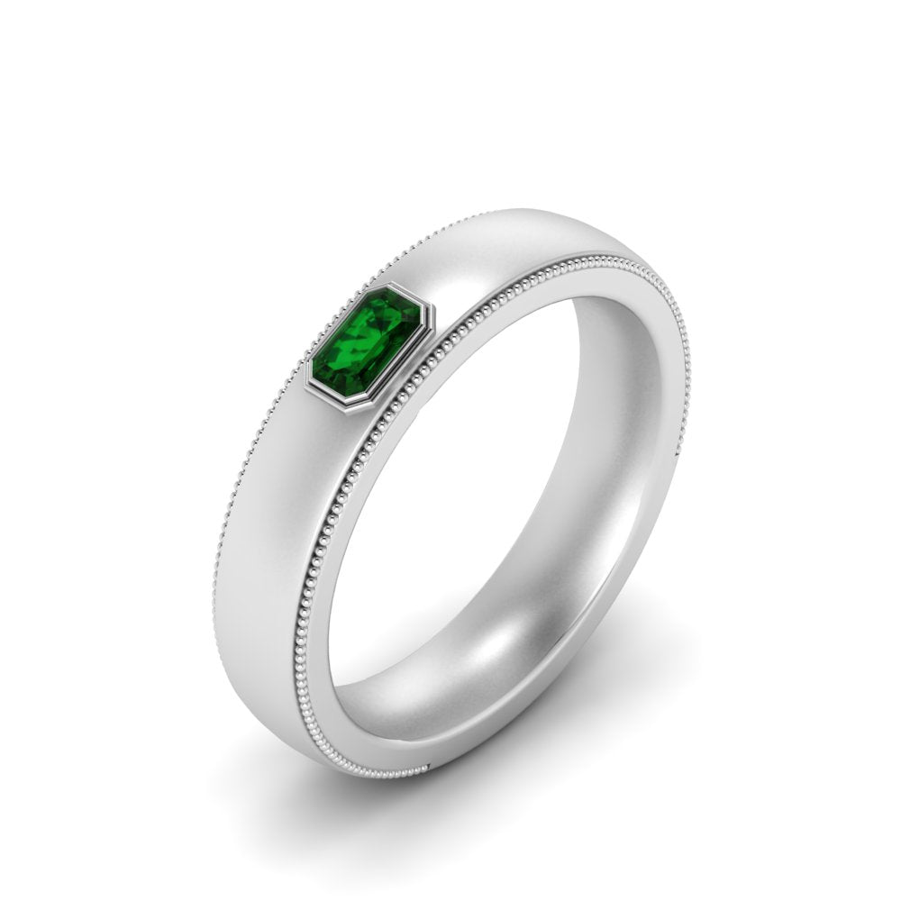 Comfort Fit Mens Milgrain Outline Ring