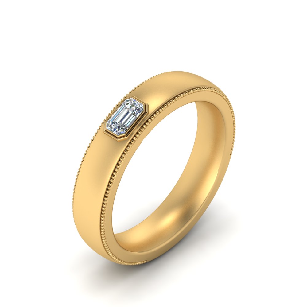 Comfort Fit Mens Milgrain Outline Ring