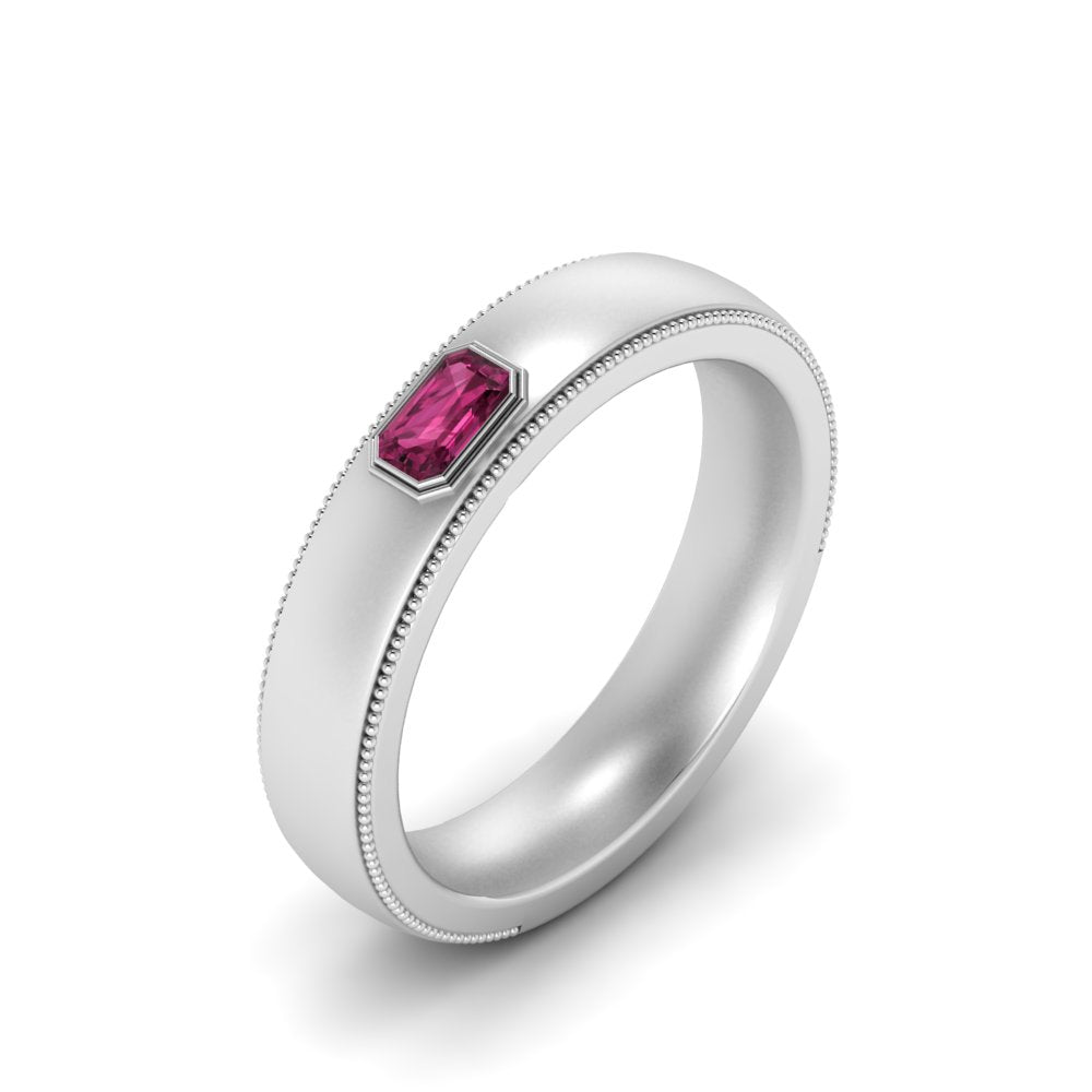 Comfort Fit Mens Milgrain Outline Ring
