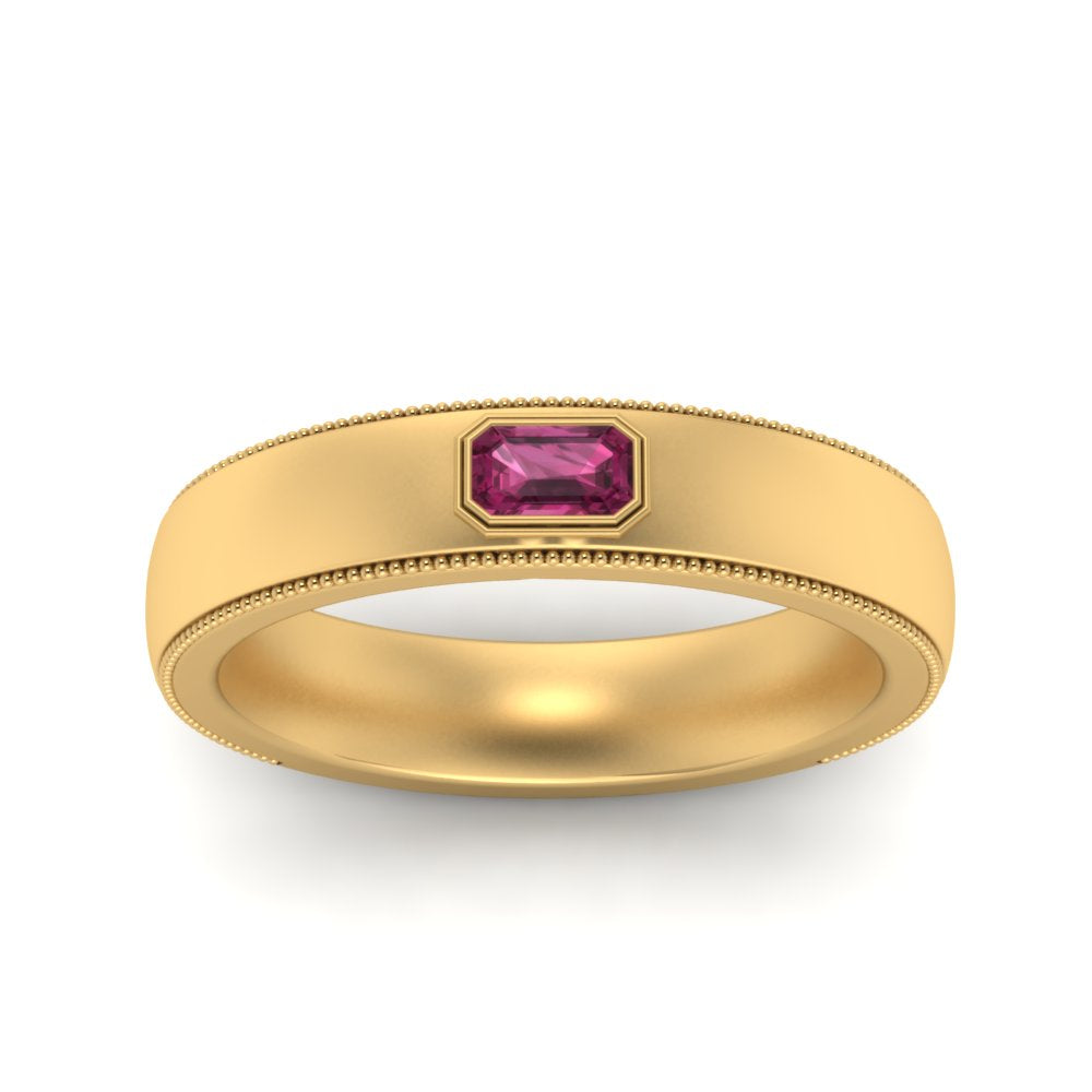 Comfort Fit Mens Milgrain Outline Ring