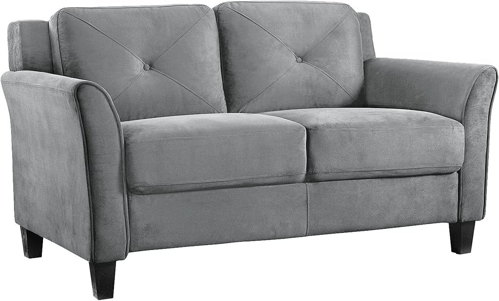 Comfortable Dark Grey Loveseat with Plush Cushions