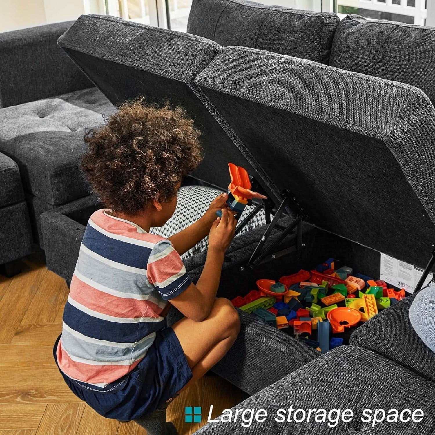 Comfortable Modular Sleeper Sofa Couch with Storage Solution