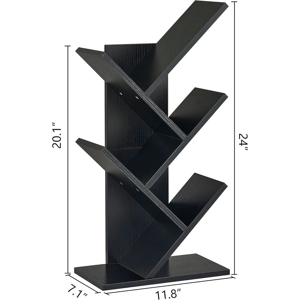 4 Tier Tree Bookshelf Floor Standing Bookcase Home