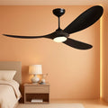 52 Inch Matte Black Wood Ceiling Fan With Remote Light