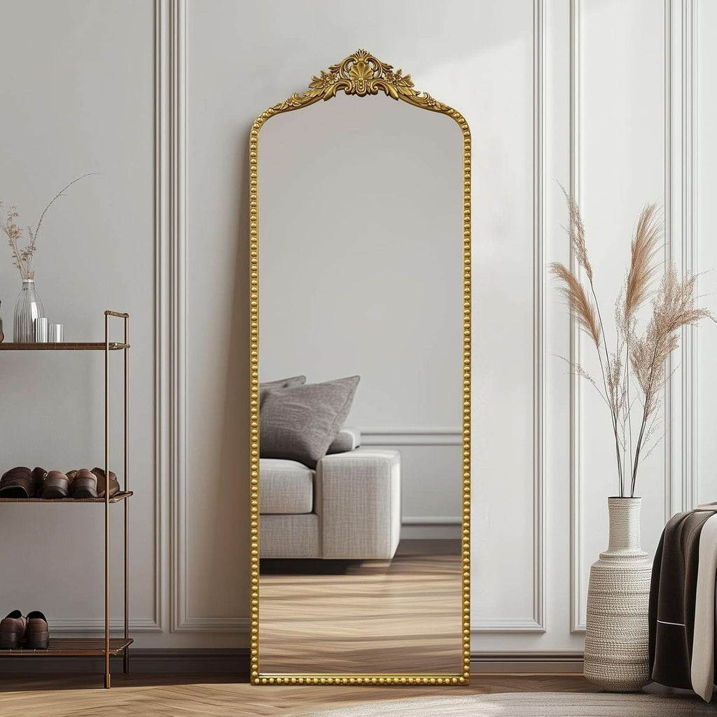 65 Inch Gold Baroque Full Length Floor Mirror Ornate Antique