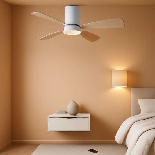 White 42 Inch Ceiling Fan With Lights Quiet DC Motor