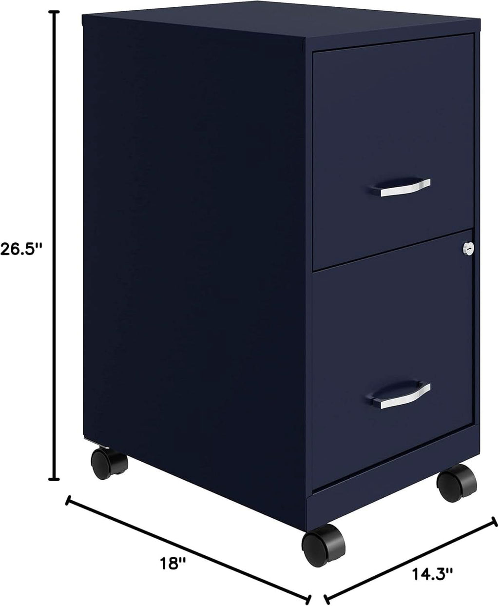 Mobile File Cabinet Navy With Two Locking File Drawers