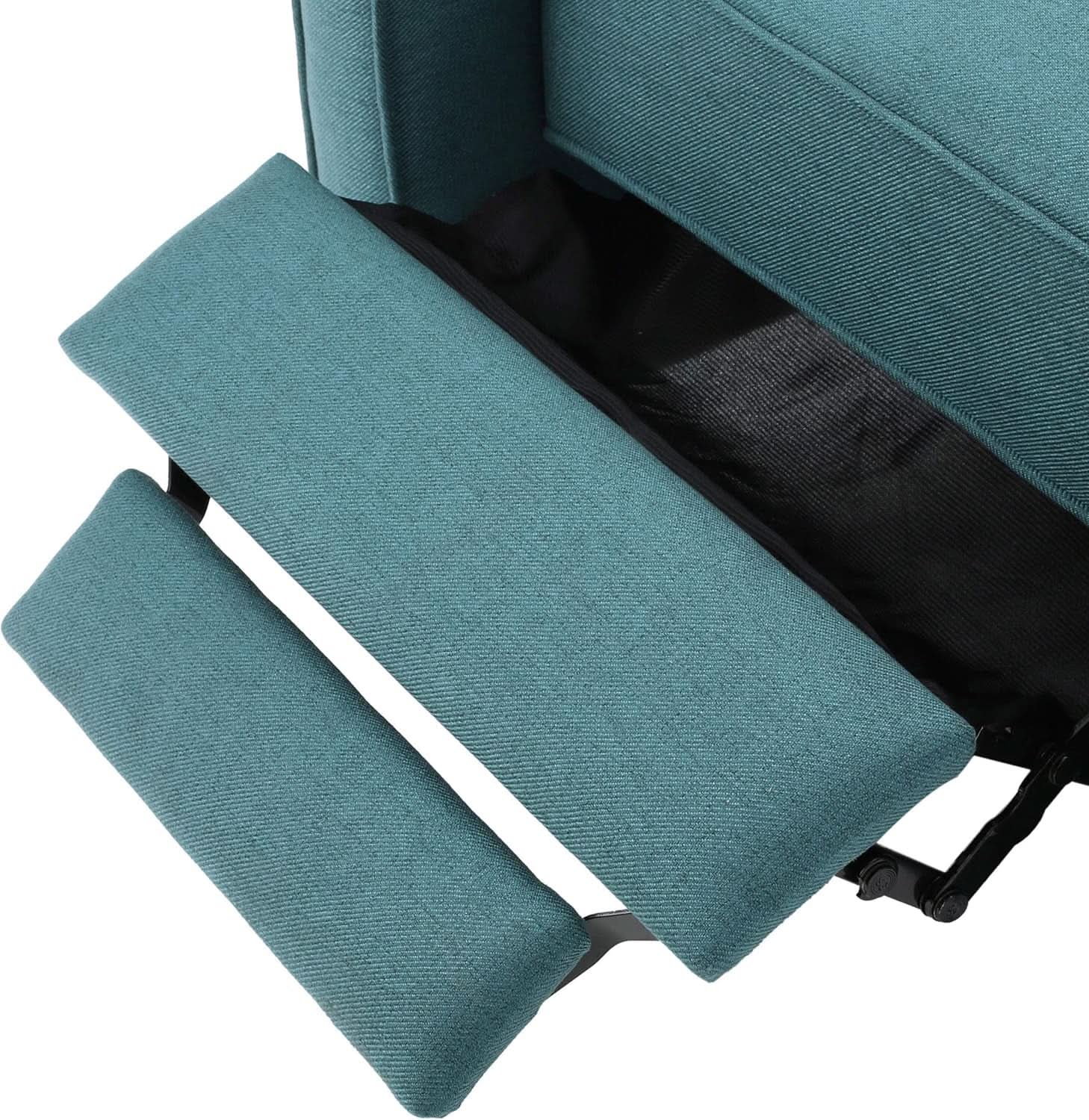 Emmie Fabric Recliner Set In Dark Teal And Dark Brown