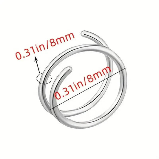 Stainless Steel Double Helix Nose Ring – 14K Gold Plated Hot Style Piercing Jewelry for Women