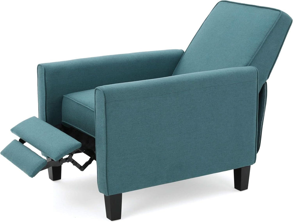 Emmie Fabric Recliner Set In Dark Teal And Dark Brown