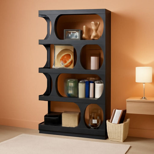 Black 71 Inch Tall Bookcase Modern Storage Display
