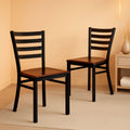 2 Pack Hercules Series Black Ladder Back Metal Dining Chair With Mahogany Seat For Restaurants