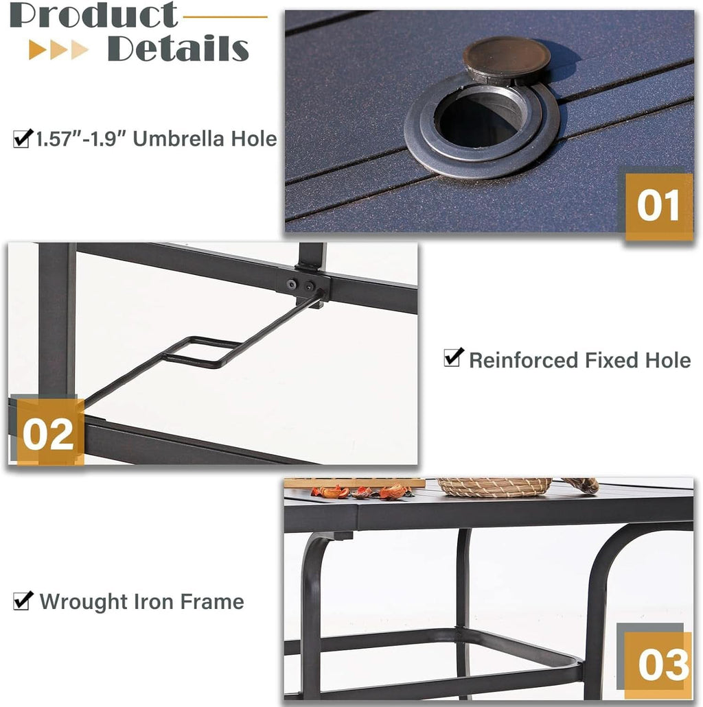 Navy Outdoor Patio Table And Chairs Set With Umbrella For 6