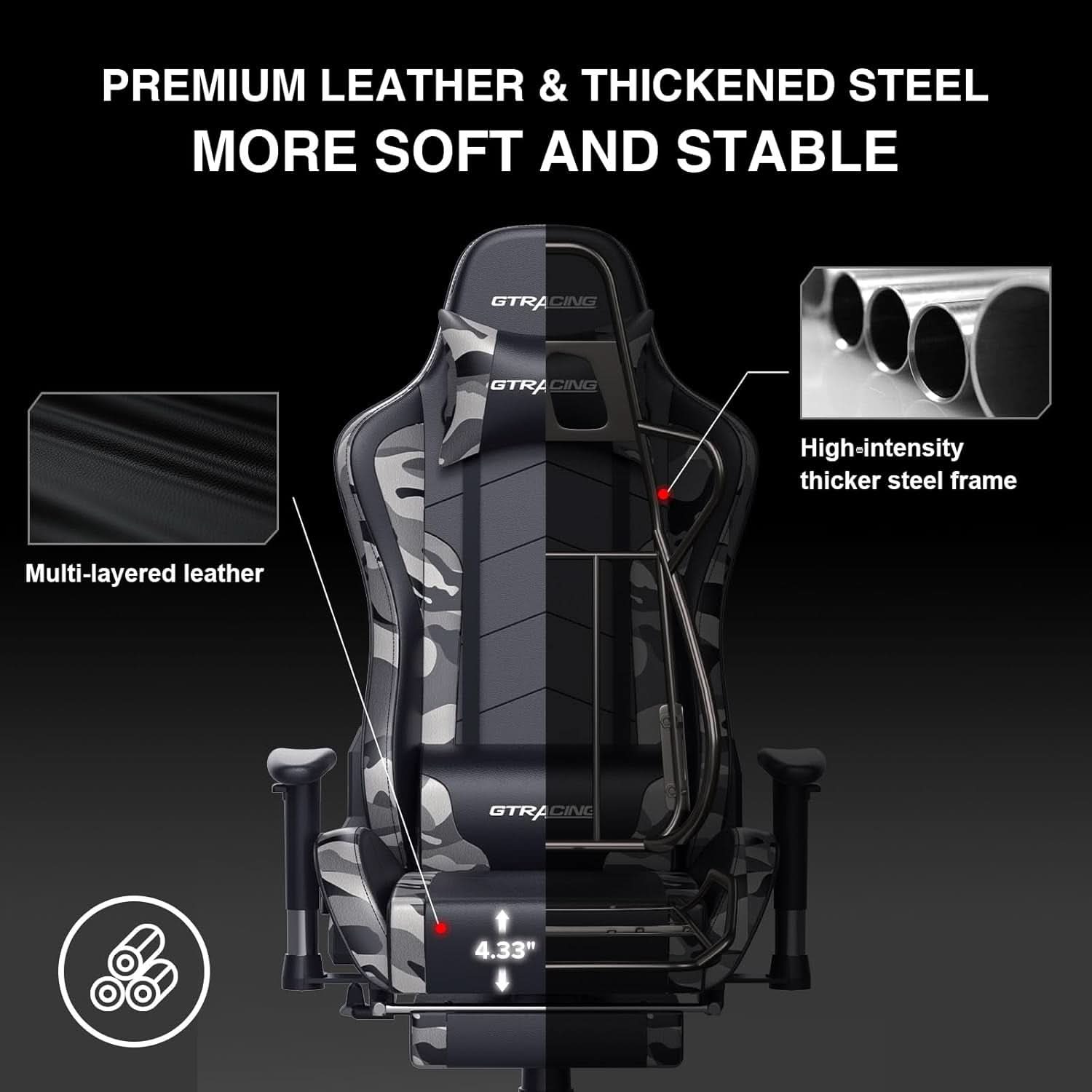 Gaming Chair With Bluetooth Speakers And Footrest Blue