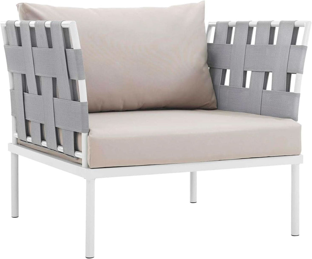 Harmony Aluminum Outdoor Sectional Sofa Set White Cushions