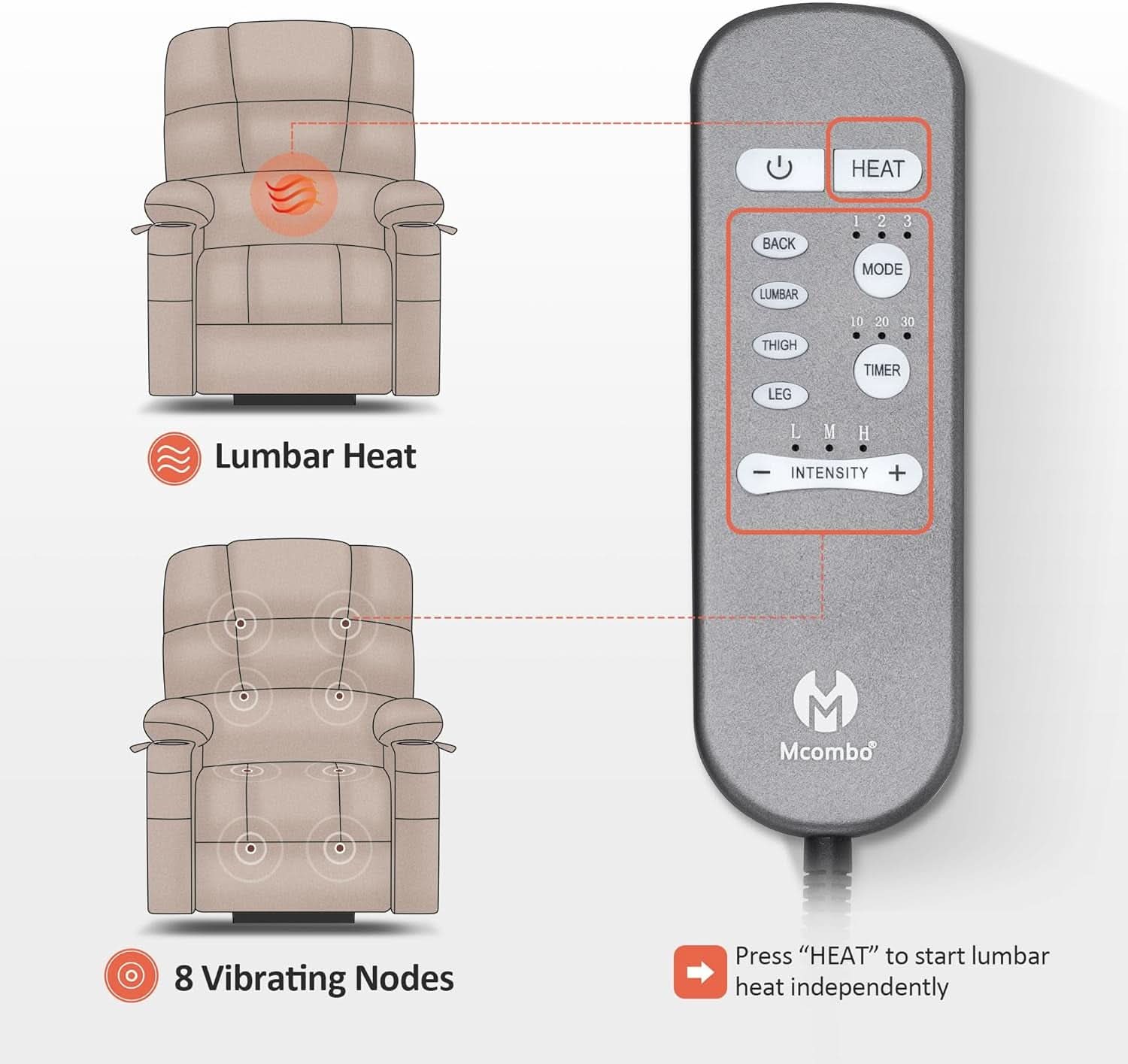 Dark Brown Lift Recliner With Massage For Elderly People
