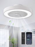 20 Inch Bladeless Ceiling Fan With Remote And Color Temperature Adjustable Ambient Lighting
