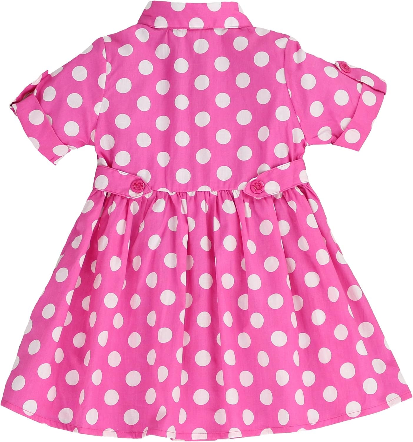 - Toddlers and Girls Light Cotton Sweetheart Shirt Dress in Polka Dot Pink 4T