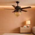 Crystal Ceiling Fan Fandelier 52 Inch With Remote Lights