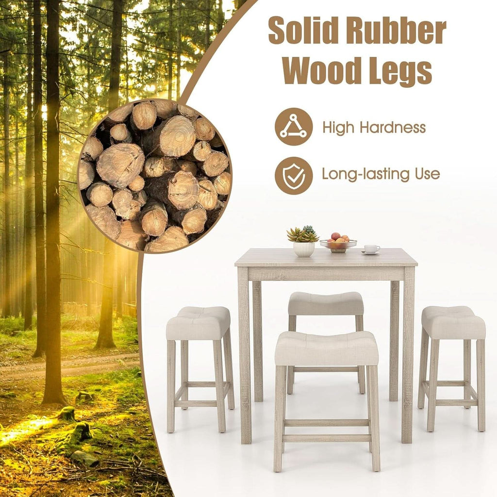 Bar Table Set Square Ultrasoft Cushioned Stools Space Saving