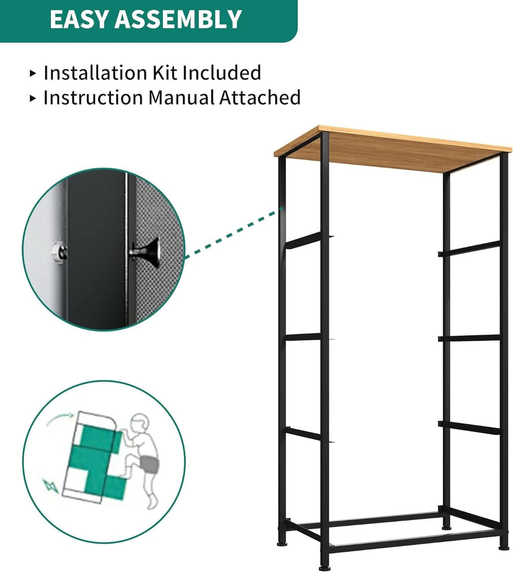 Fabric Dresser With Wooden Top And Steel Frame Storage