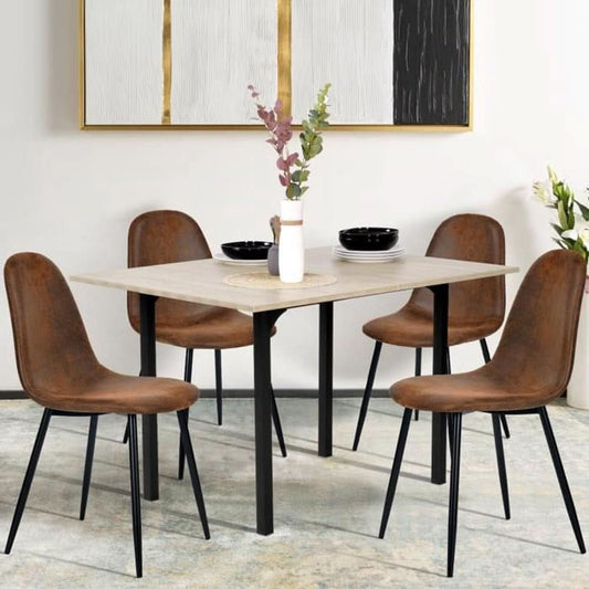 Mid Century Modern Upholstered Dining Chairs, Brown