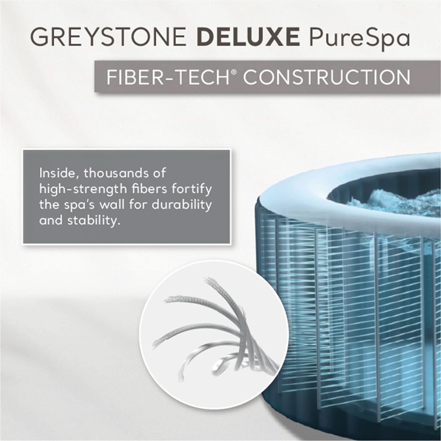 Purespa Plus Greystone 4-Person Inflatable Hot Tub with Jets