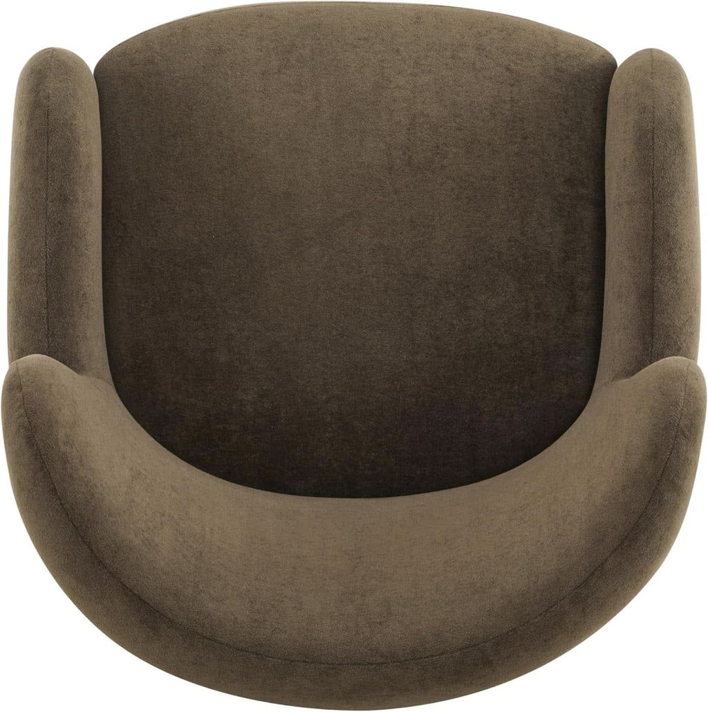 Brown Velvet Wingback Chair With Contoured Backrest