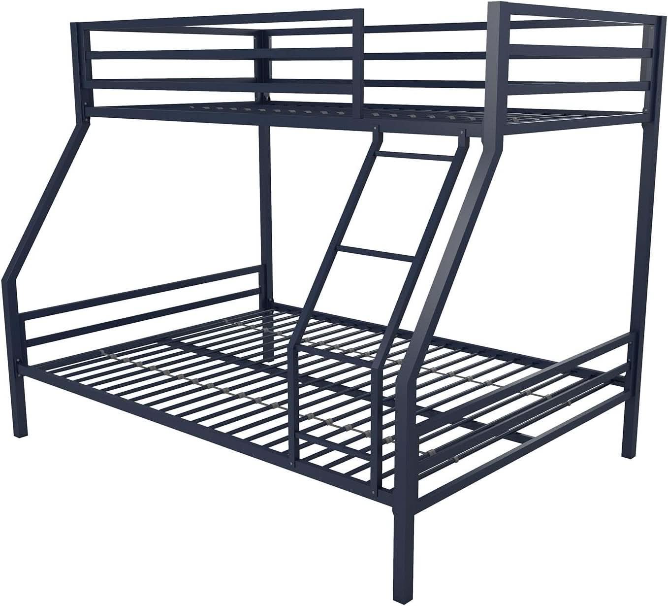 Maxwell Twin-Over-Full Metal Bunk Bed Navy Blue With Ladder