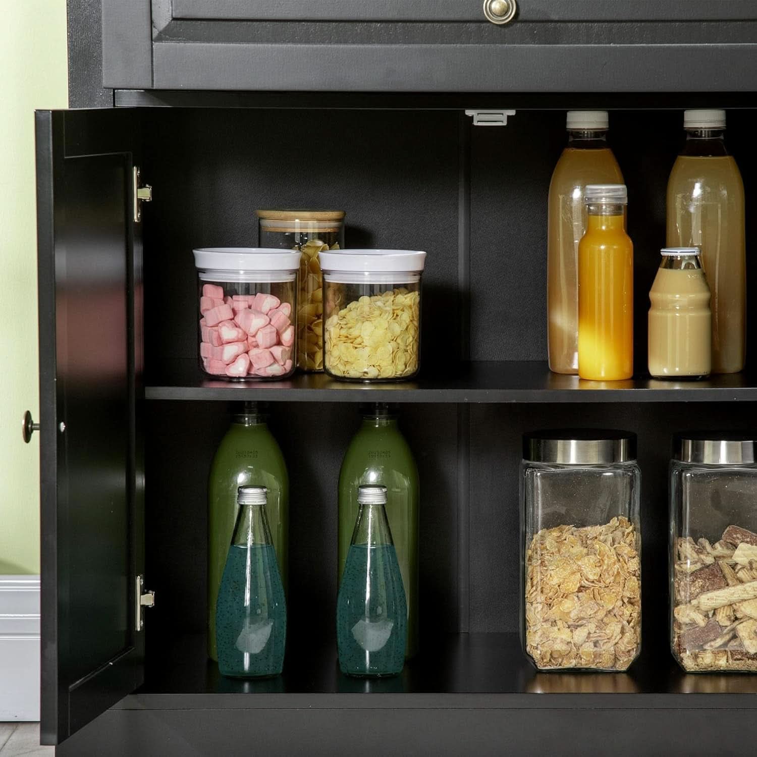 Black Buffet Cabinet With Drawers And Adjustable Shelves