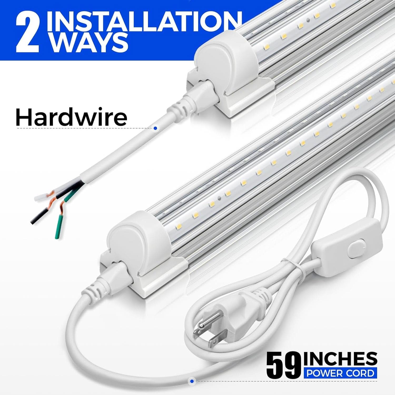 8ft LED Shop Light 10000 Lumens Daylight 5000K Linkable